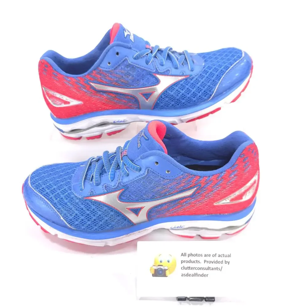 Mizuno Wave Rider 19 Athletic Shoe Womens Size 7.5 J1GD160301 Blue Red
